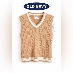 Old Navy Beige Cable Knit Vest NWT